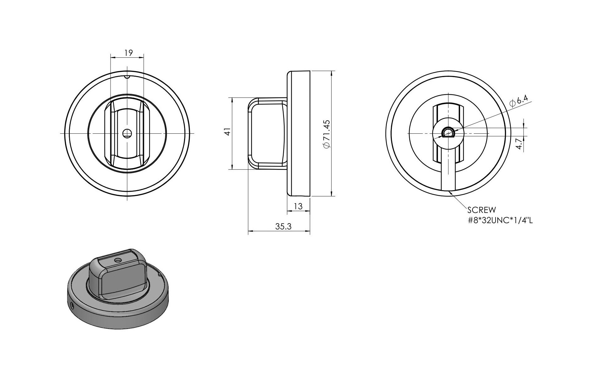 Knob Series for thermostat Dimensions