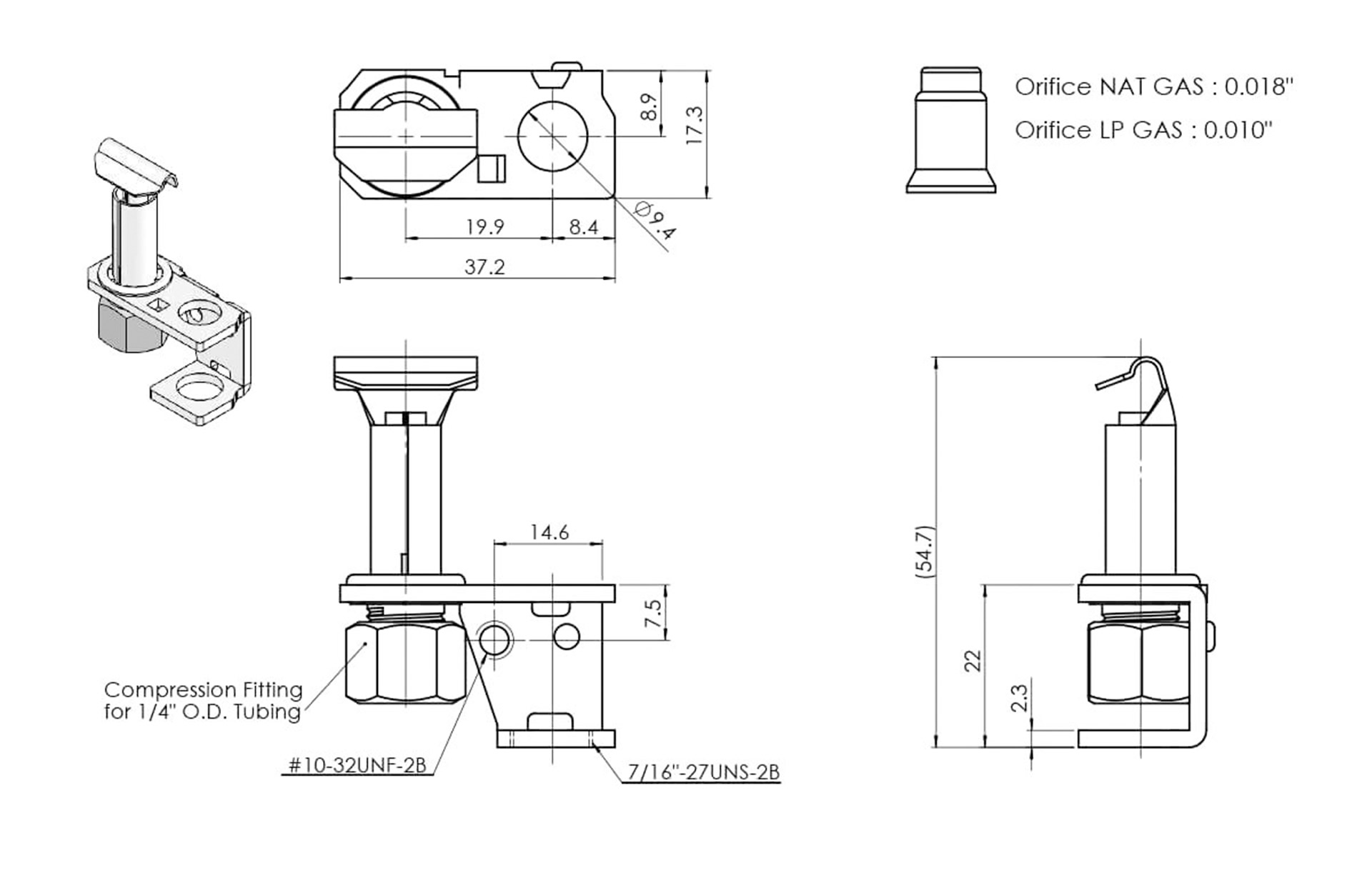 B2H3 Pilot Dimensions