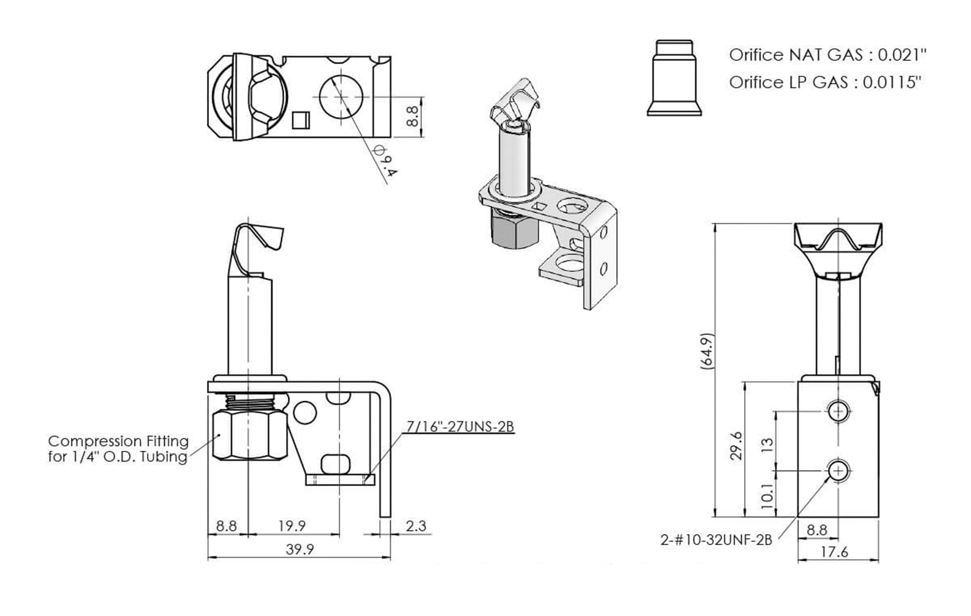 B4H4 Pilot Dimensions
