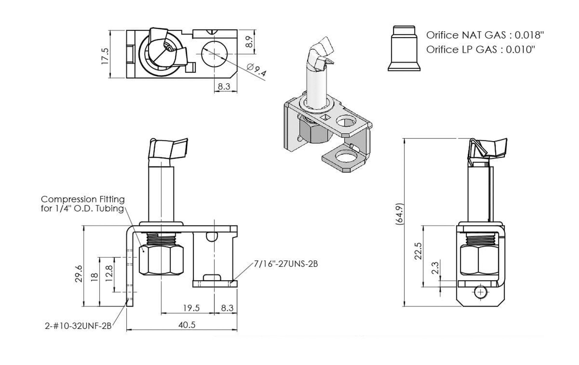 B6H5 Pilot Dimensions