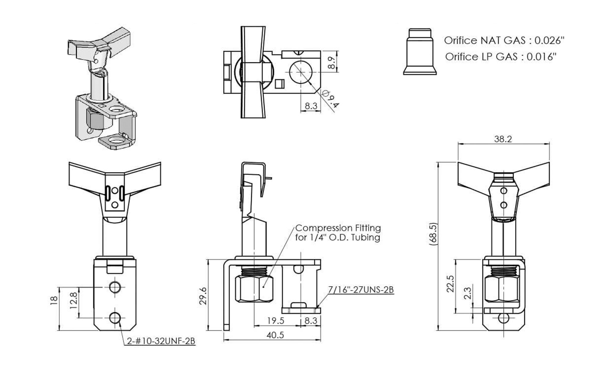 B6H6B Pilot Dimensions