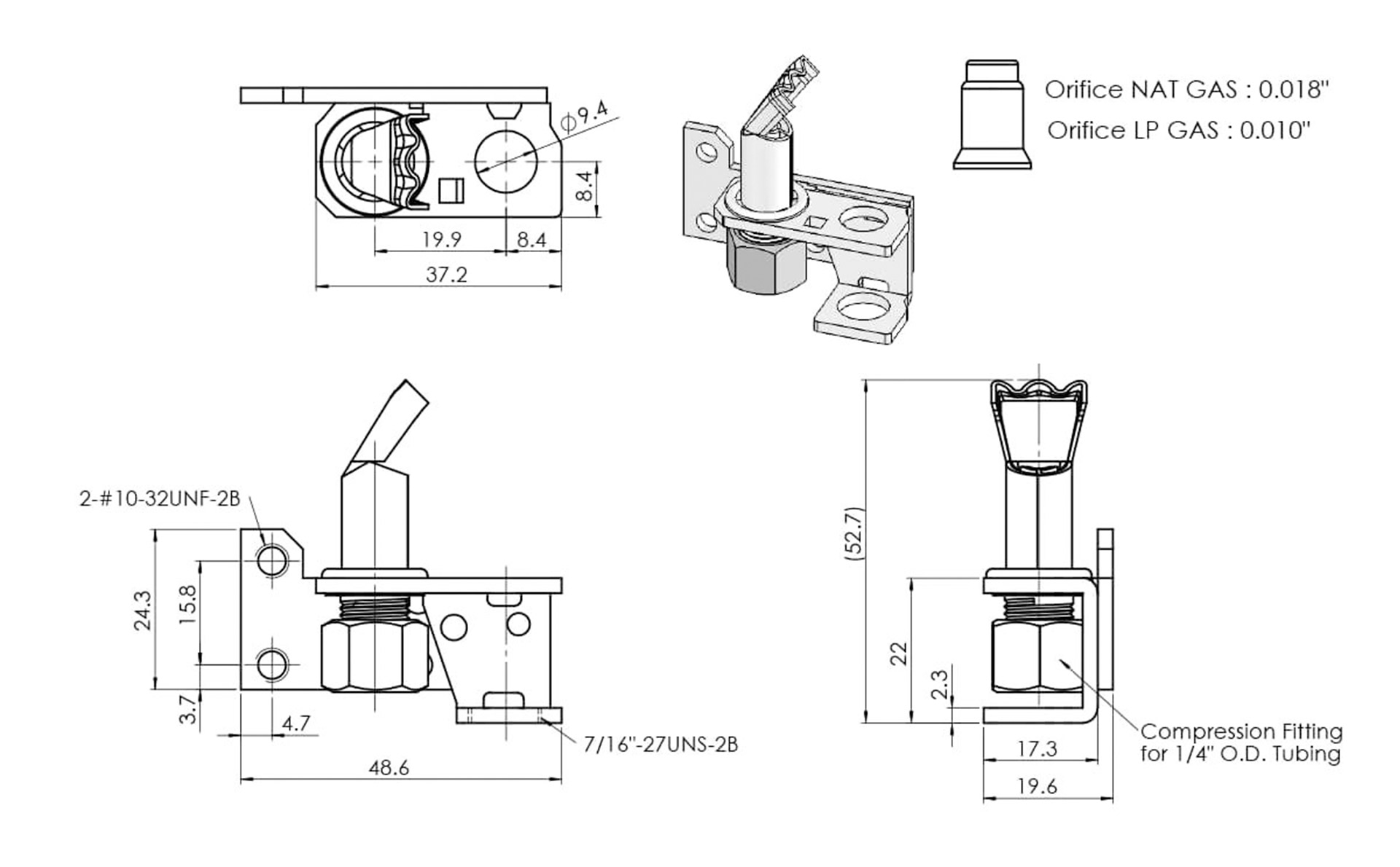 B9H2 Pilot Dimensions