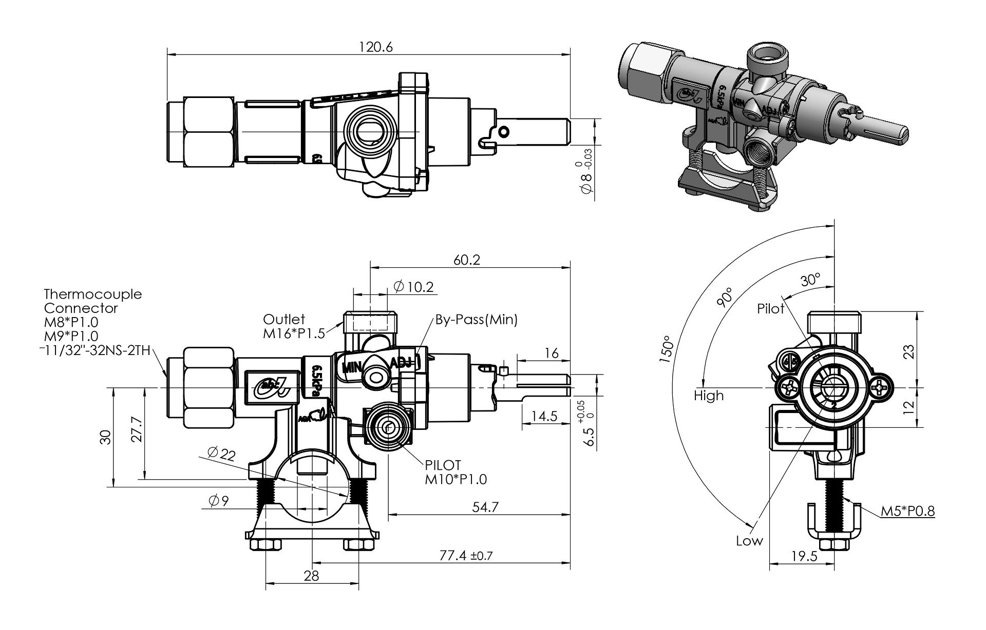A60S Safety Valve with Pilot A60S Safety Valve with Pilot Dimensions