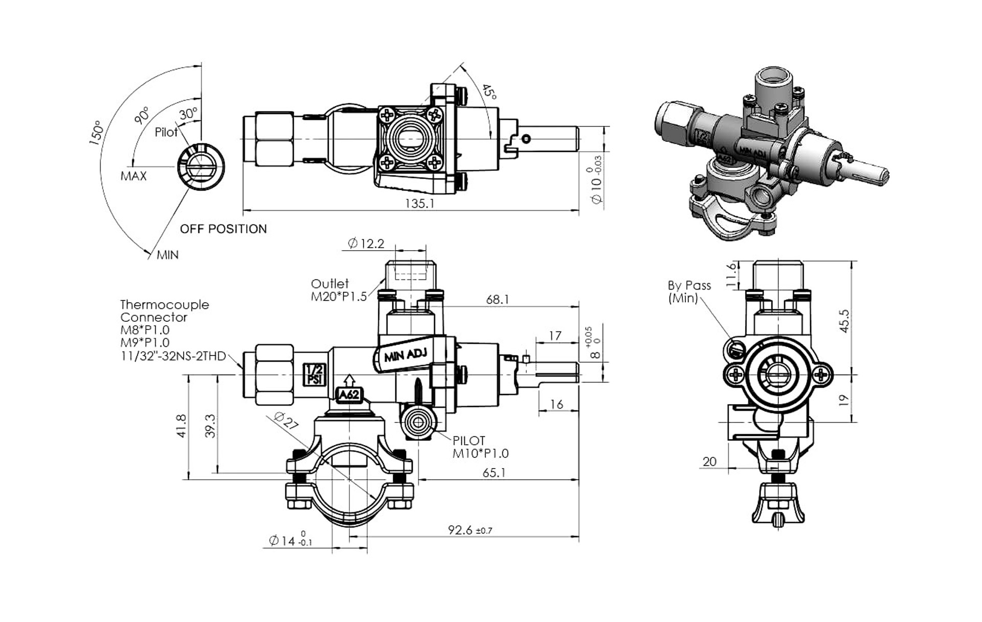 A62UV Safety Valve with Pilot A62UV Safety Valve with Pilot Dimensions