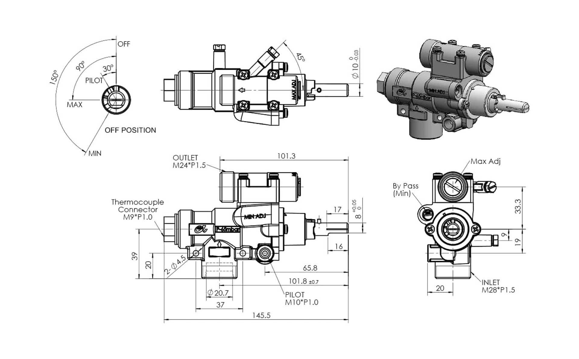 A63 Safety Valve with Pilot Dimensions