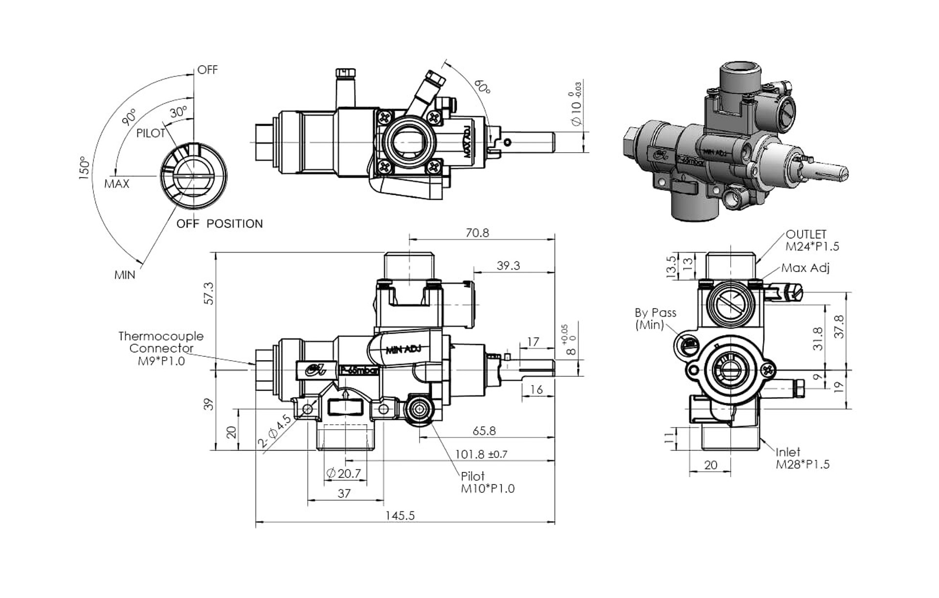 A63V Safety Valve with Pilot Dimensions