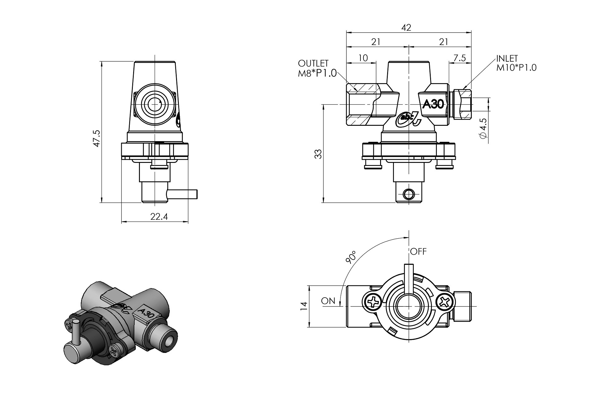 A30 Propane Gas Pilot Valve BTU 35000 / MJ 36 Alpha Brass Manufacturer